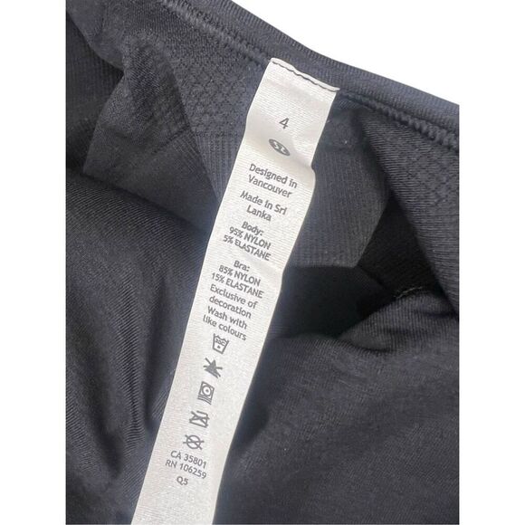 Lululemon Women’s 4 Ebb to Street Bodysuit Black Ribbed Shelf Bra NEW - Picture 5 of 5